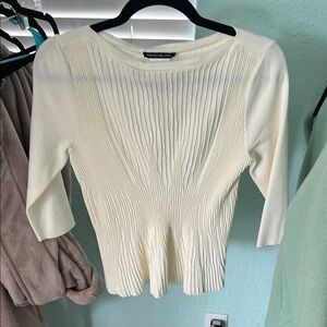 White Ribbed Sweater Top